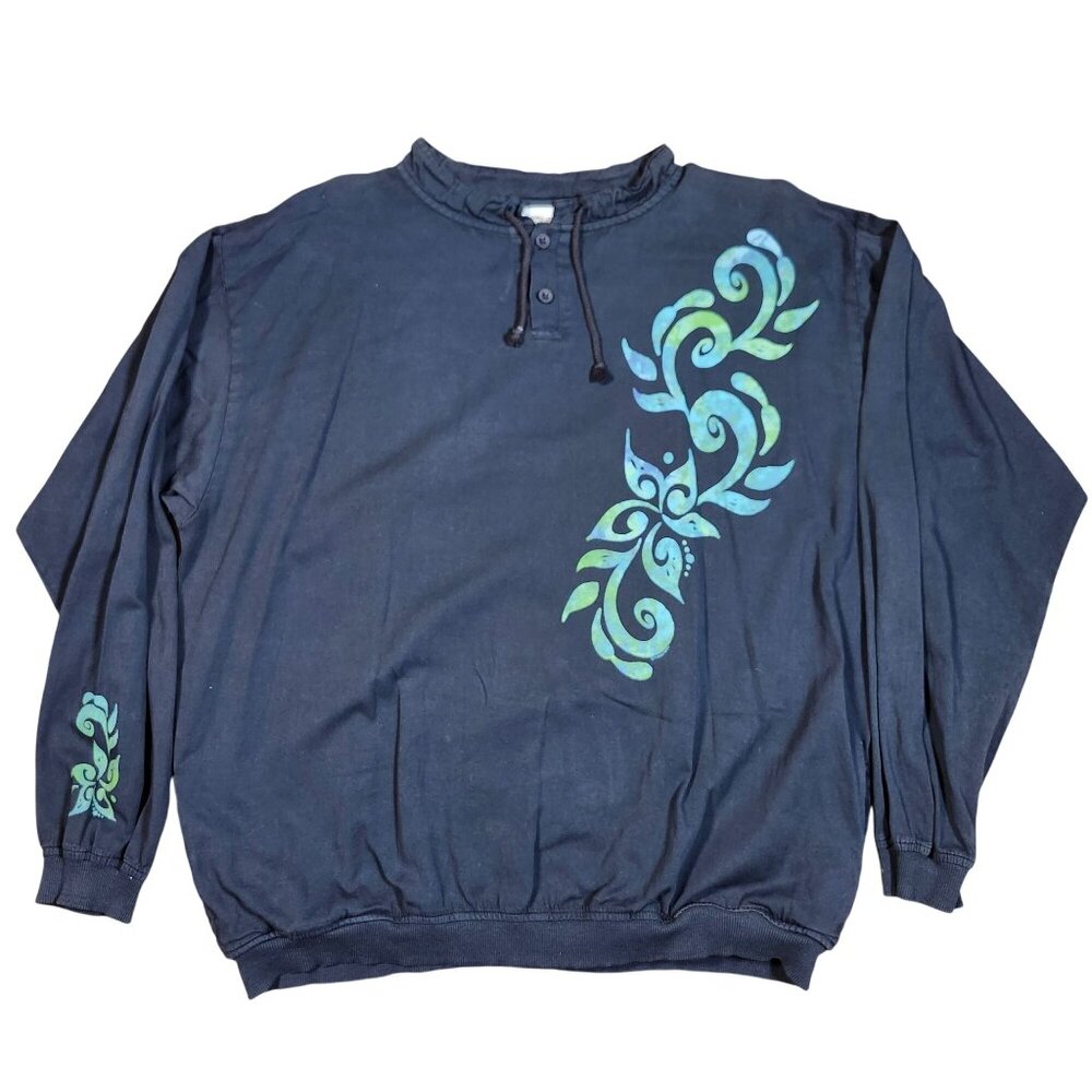 Vintage Crazy Shirts Hawaii XL Sweatshirt Drawstring Neck Blue